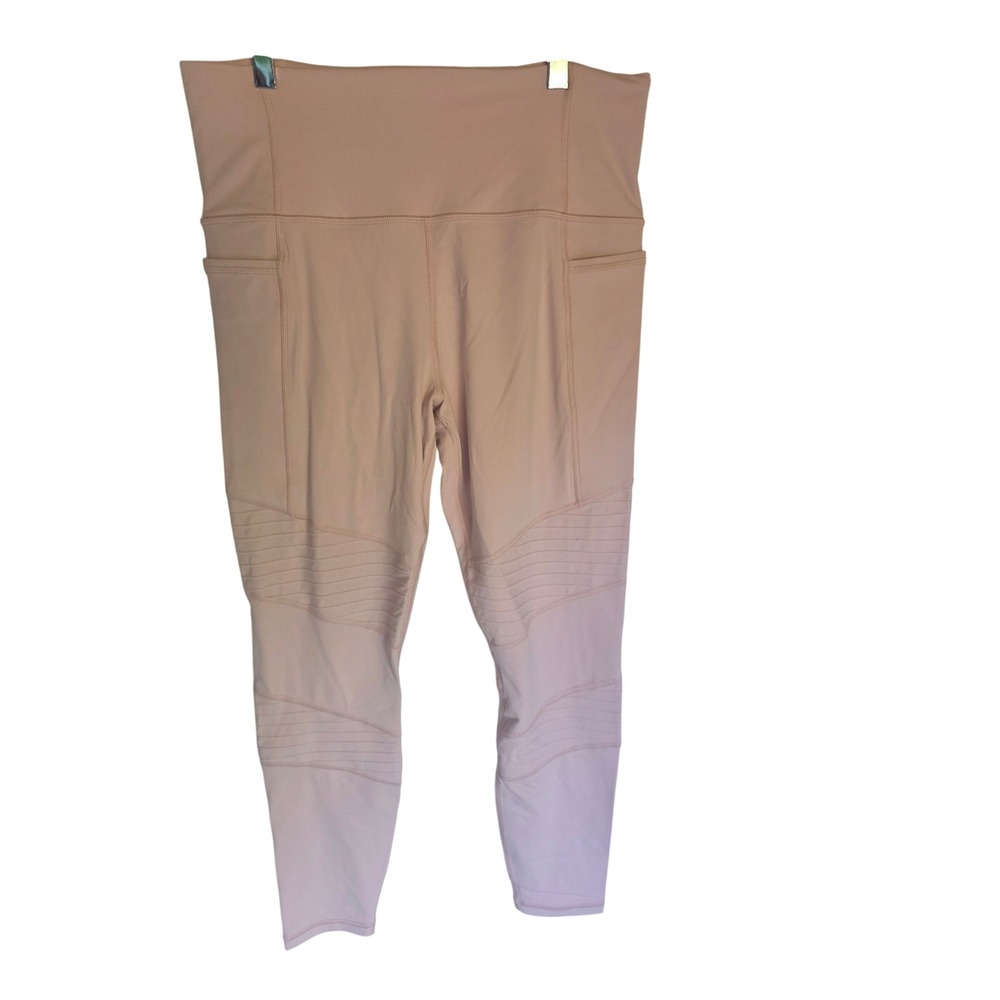 Athleta Inclination Moto Tight Leggings Pink High Rise Pockets Large Moto Detail